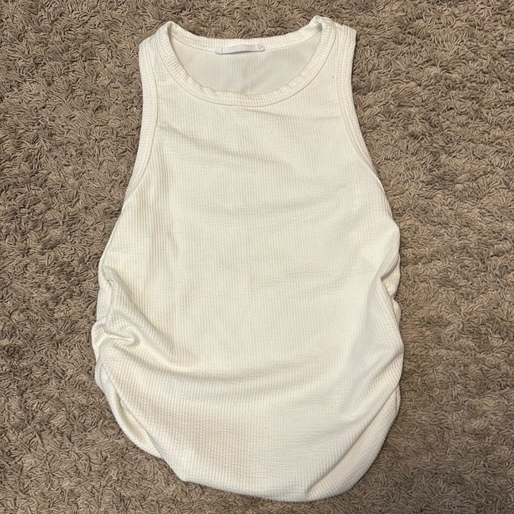 Six fifty white rushed robbed tank top